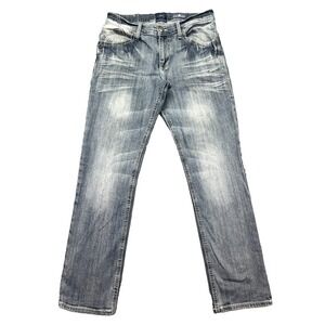 Rock & Republic Slim Straight Jeans Mens Sz 33 (Fits 32") Stretch Distressed Y2K